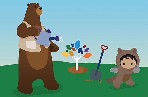 Codey and Astro planting a diversity tree